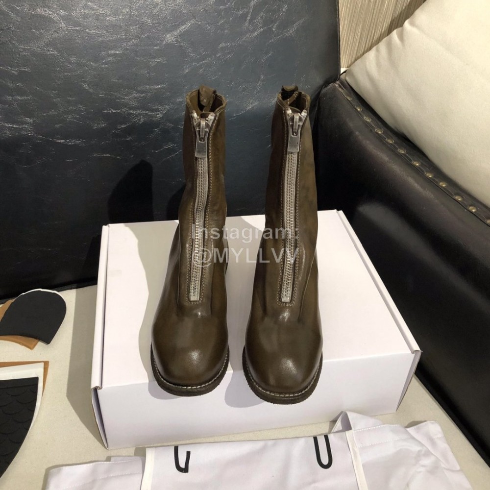 Piero Guidi Soft Leather Thick High Heeled Boots For Women Dark Brown