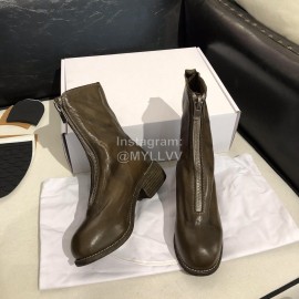 Piero Guidi Soft Leather Thick High Heeled Boots For Women Dark Brown