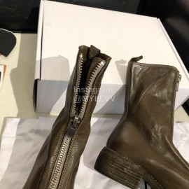 Piero Guidi Soft Leather Thick High Heeled Boots For Women Dark Brown