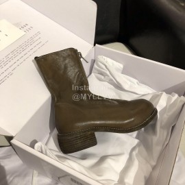 Piero Guidi Soft Leather Thick High Heeled Boots For Women Dark Brown