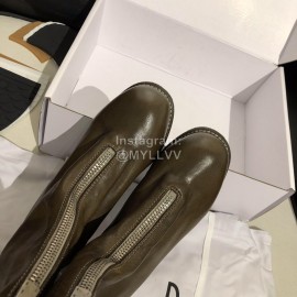 Piero Guidi Soft Leather Thick High Heeled Boots For Women Dark Brown