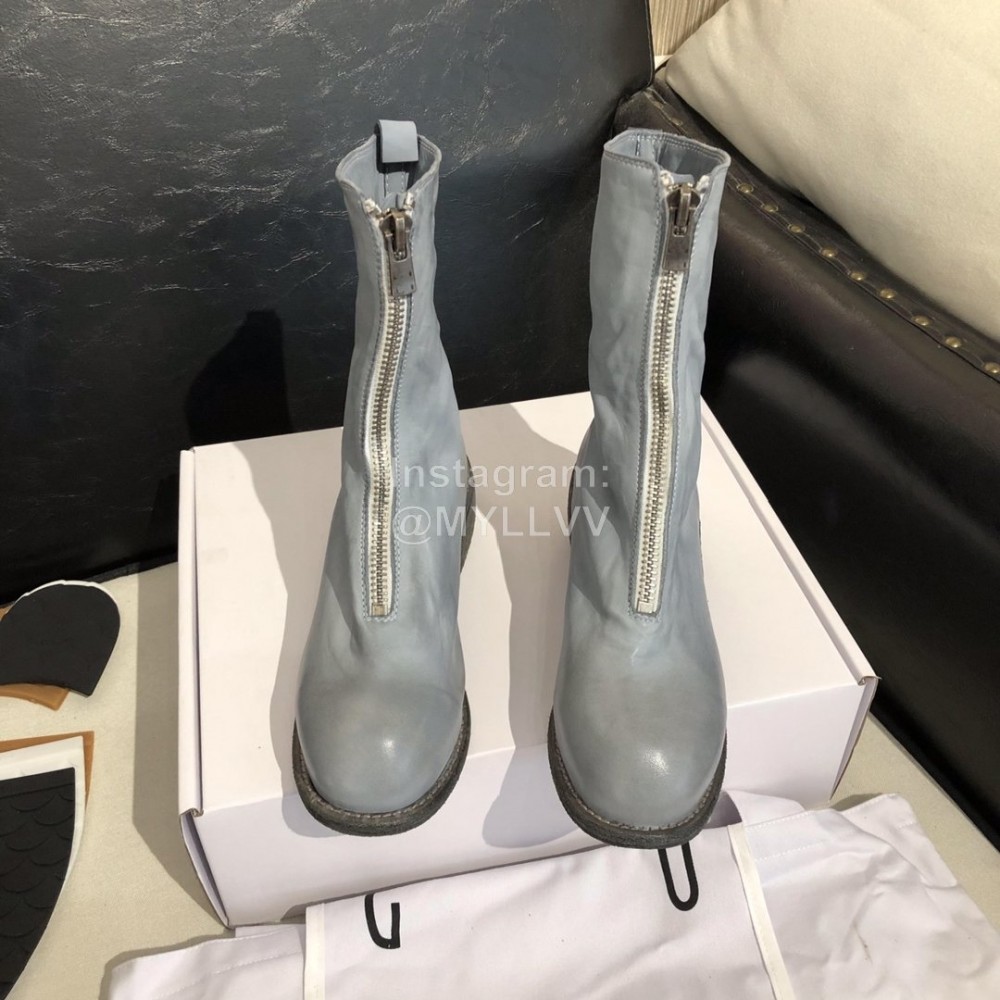 Piero Guidi Soft Leather Thick High Heeled Boots For Women Blue