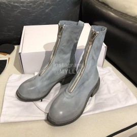 Piero Guidi Soft Leather Thick High Heeled Boots For Women Blue