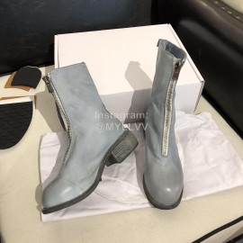 Piero Guidi Soft Leather Thick High Heeled Boots For Women Blue