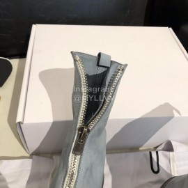 Piero Guidi Soft Leather Thick High Heeled Boots For Women Blue