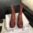 Piero Guidi Soft Leather Thick High Heeled Boots For Women Wine Red