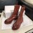Piero Guidi Soft Leather Thick High Heeled Boots For Women Wine Red