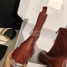 Piero Guidi Soft Leather Thick High Heeled Boots For Women Wine Red