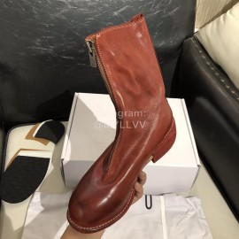 Piero Guidi Soft Leather Thick High Heeled Boots For Women Wine Red