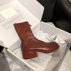 Piero Guidi Soft Leather Thick High Heeled Boots For Women Wine Red