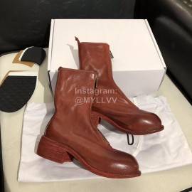 Piero Guidi Soft Leather Thick High Heeled Boots For Women Wine Red