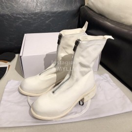 Piero Guidi Soft Leather Thick High Heeled Boots For Women White