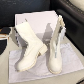 Piero Guidi Soft Leather Thick High Heeled Boots For Women White