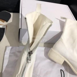 Piero Guidi Soft Leather Thick High Heeled Boots For Women White