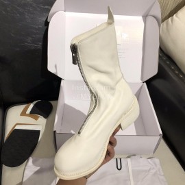 Piero Guidi Soft Leather Thick High Heeled Boots For Women White