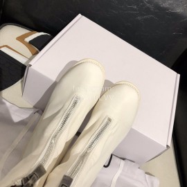 Piero Guidi Soft Leather Thick High Heeled Boots For Women White