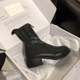 Piero Guidi Soft Leather Thick High Heeled Boots For Women Black