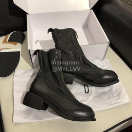 Piero Guidi Soft Leather Thick High Heeled Boots For Women Black