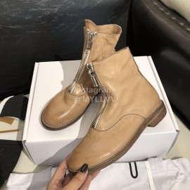 Piero Guidi Soft Leather Thick High Heeled Zipper Boots For Women Apricot