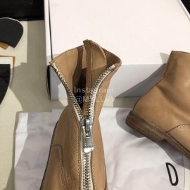 Piero Guidi Soft Leather Thick High Heeled Zipper Boots For Women Apricot