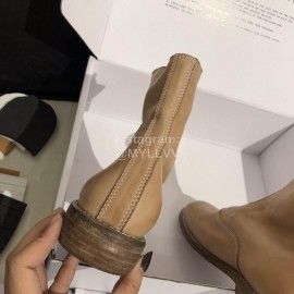 Piero Guidi Soft Leather Thick High Heeled Zipper Boots For Women Apricot