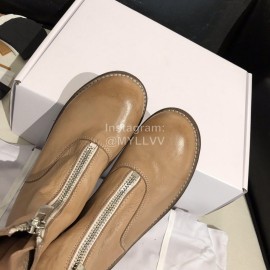 Piero Guidi Soft Leather Thick High Heeled Zipper Boots For Women Apricot