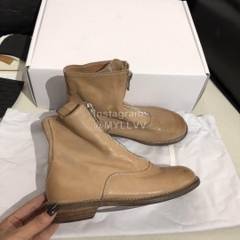 Piero Guidi Soft Leather Thick High Heeled Zipper Boots For Women Apricot