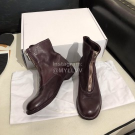 Piero Guidi Soft Leather Thick High Heeled Zipper Boots For Women Dark Purple