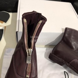 Piero Guidi Soft Leather Thick High Heeled Zipper Boots For Women Dark Purple