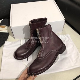 Piero Guidi Soft Leather Thick High Heeled Zipper Boots For Women Dark Purple