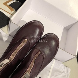 Piero Guidi Soft Leather Thick High Heeled Zipper Boots For Women Dark Purple