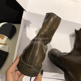 Piero Guidi Soft Leather Thick High Heeled Zipper Boots For Women Dark Brown