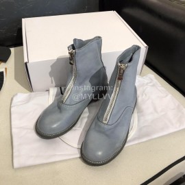 Piero Guidi Soft Leather Thick High Heeled Zipper Boots For Women Blue