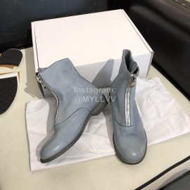 Piero Guidi Soft Leather Thick High Heeled Zipper Boots For Women Blue