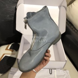 Piero Guidi Soft Leather Thick High Heeled Zipper Boots For Women Blue