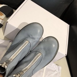 Piero Guidi Soft Leather Thick High Heeled Zipper Boots For Women Blue