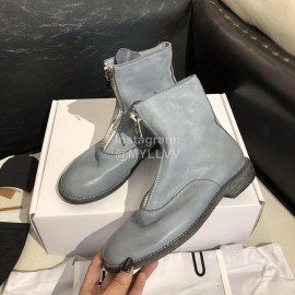 Piero Guidi Soft Leather Thick High Heeled Zipper Boots For Women Blue