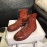 Piero Guidi Soft Leather Thick High Heeled Zipper Boots For Women Wine Red