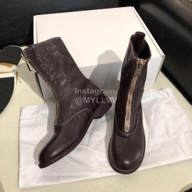 Piero Guidi New Leather Thick High Heeled Zipper Boots For Women Dark Purple