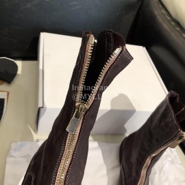 Piero Guidi New Leather Thick High Heeled Zipper Boots For Women Dark Purple