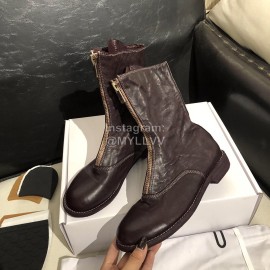 Piero Guidi New Leather Thick High Heeled Zipper Boots For Women Dark Purple