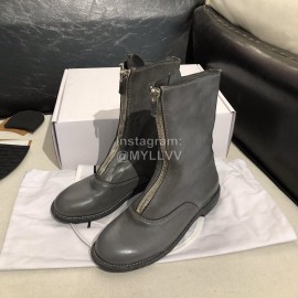 Piero Guidi New Leather Thick High Heeled Zipper Boots For Women Gray