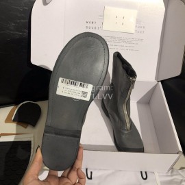 Piero Guidi New Leather Thick High Heeled Zipper Boots For Women Gray