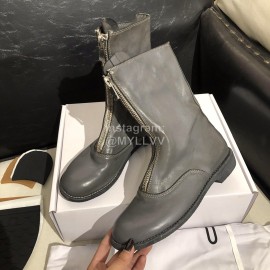 Piero Guidi New Leather Thick High Heeled Zipper Boots For Women Gray