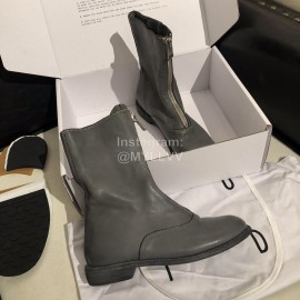Piero Guidi New Leather Thick High Heeled Zipper Boots For Women Gray