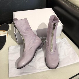 Piero Guidi New Leather Thick High Heeled Zipper Boots For Women Purple