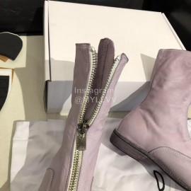 Piero Guidi New Leather Thick High Heeled Zipper Boots For Women Purple