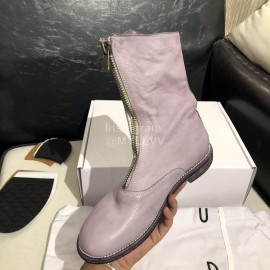 Piero Guidi New Leather Thick High Heeled Zipper Boots For Women Purple