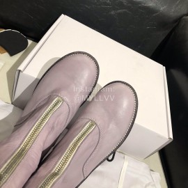 Piero Guidi New Leather Thick High Heeled Zipper Boots For Women Purple