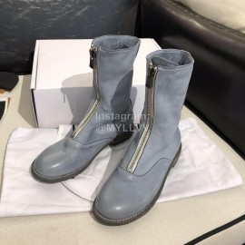 Piero Guidi New Leather Thick High Heeled Zipper Boots For Women Blue